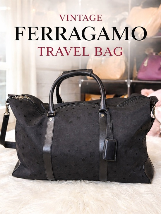 Salvatore Ferragamo Handbags - Salvatore Ferragamo Black Canvas & Leather Travel Bag